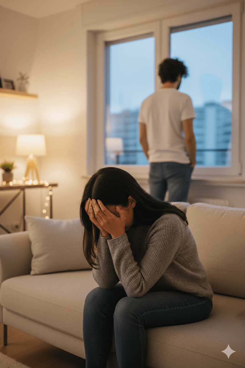 "Ley del hielo", ella llora en el sofá y él evita el contacto